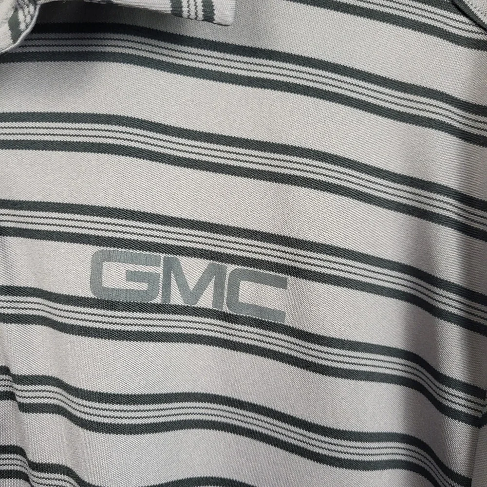 Under Armour HeatGear Polo Shirt Mens Large Gray Striped GMC Golf Performance‎